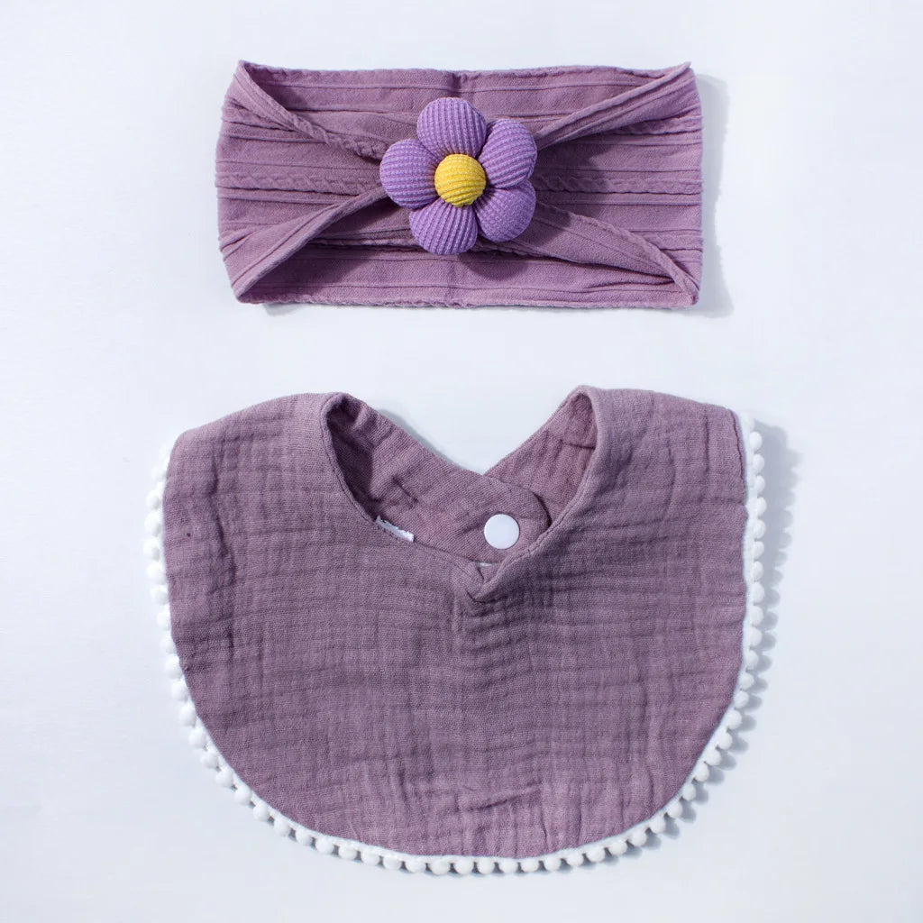 Flower Headband & Adjustable Bib Set