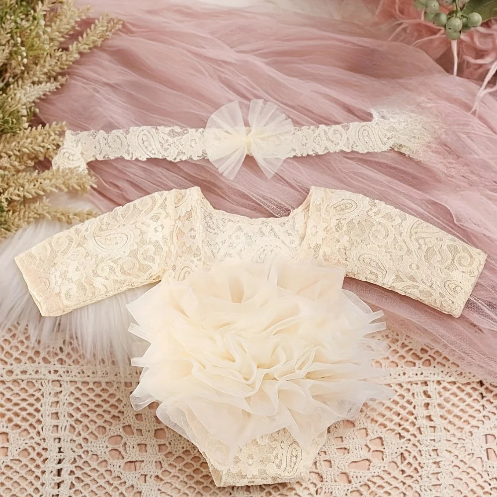 Newborn Lace Headband & Bodysuit Set