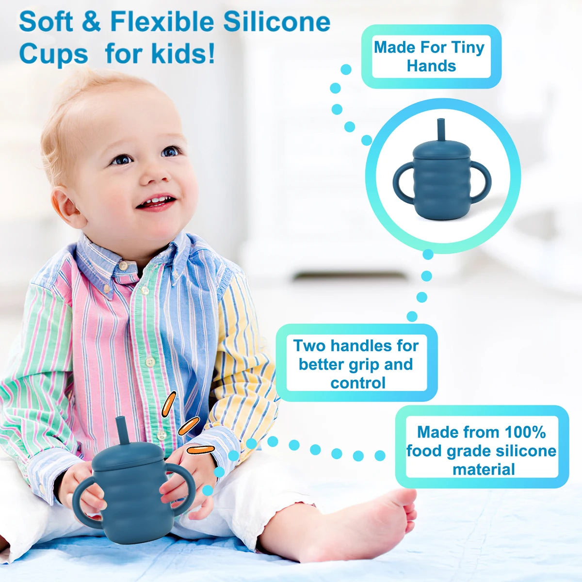 Silicone Kids Straw & Snack Cup