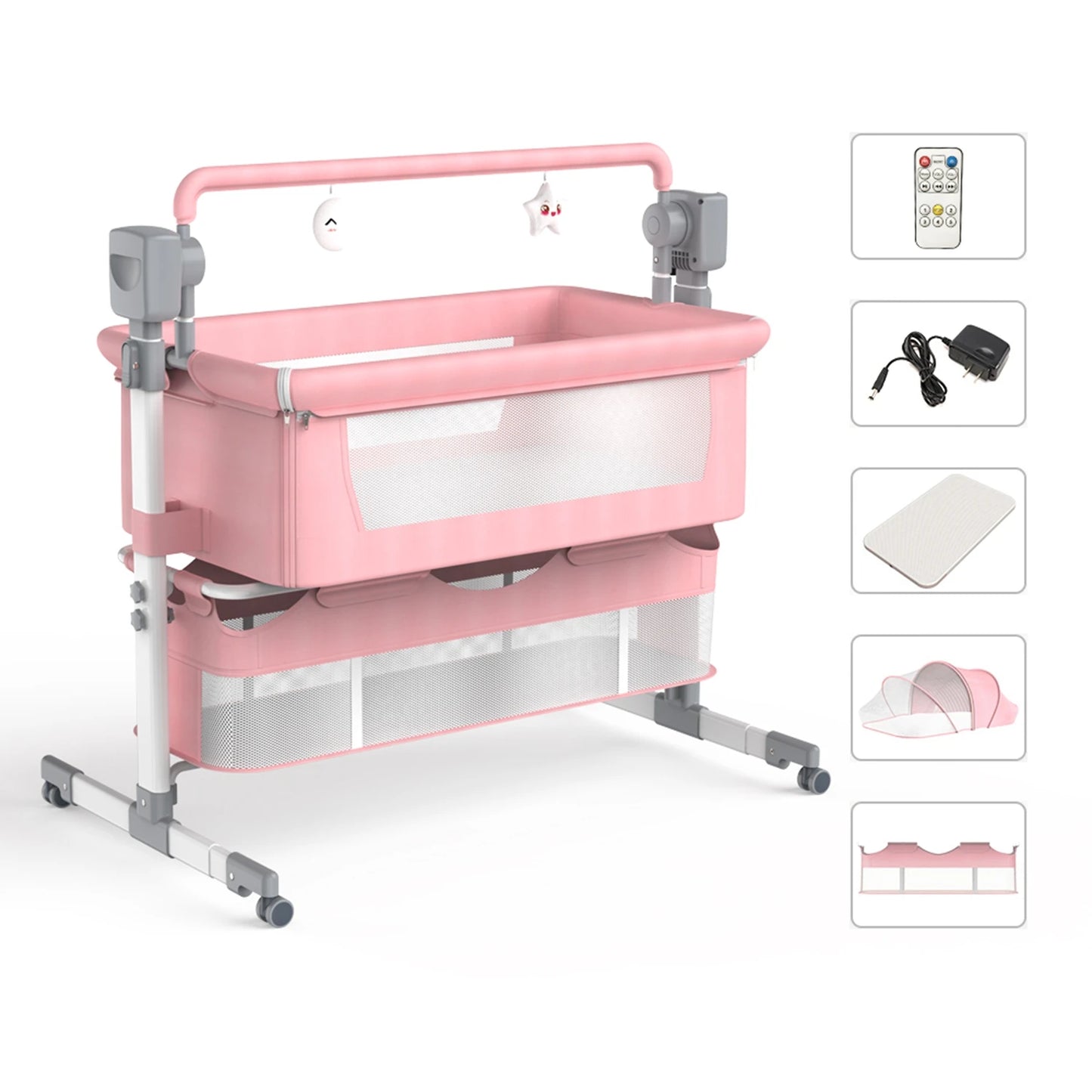 Portable Rocking Bedside Bassinet — Electric Sway, 0–6 Months