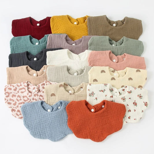 Pack of 5 cotton baby bandana bibs in pastel prints