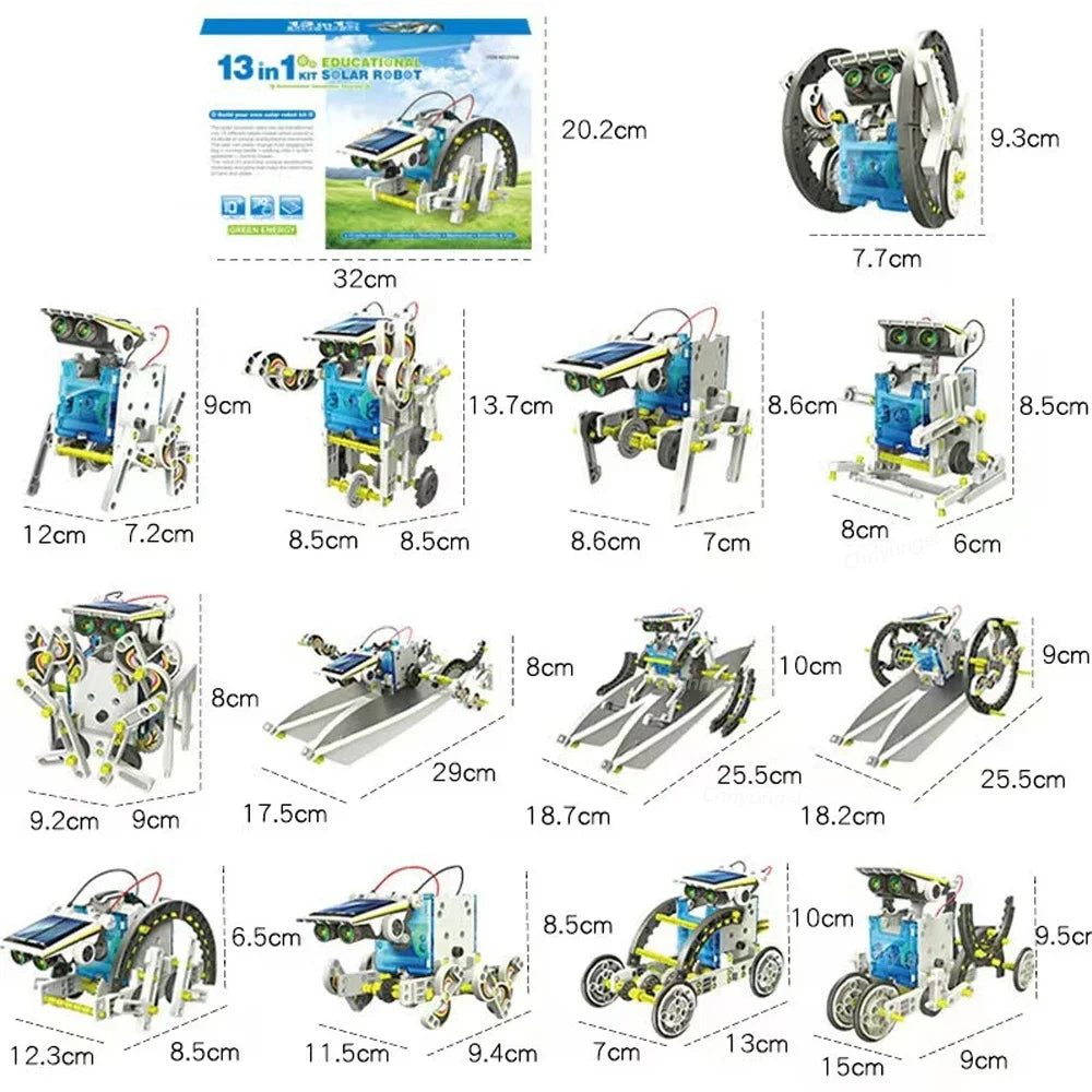 13-in-1 Solar Robot Kit | STEM Science Toy for Kids — Build 13 Solar Models