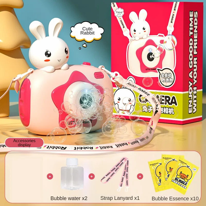 Portable Bubble Camera Toy for Kids — Automatic Bubble Blower with Lights & Music