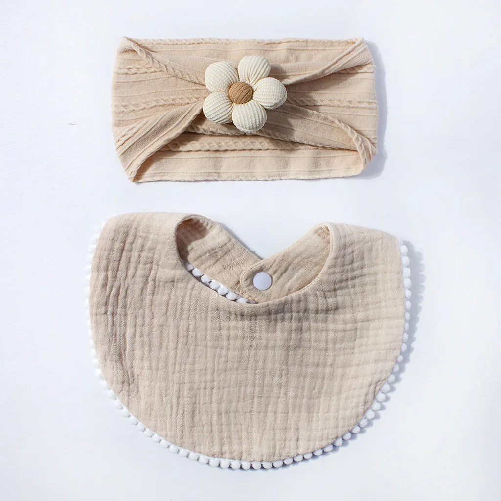 Flower Headband & Adjustable Bib Set