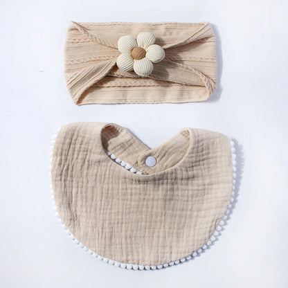 Flower Headband & Adjustable Bib Set