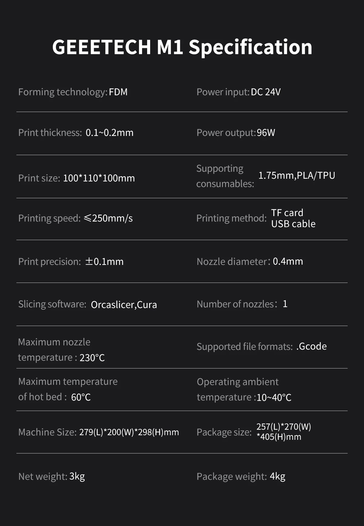Geeetech M1S Kids 3D Printer — WiFi + Auto-Leveling, Ready Out of the Box