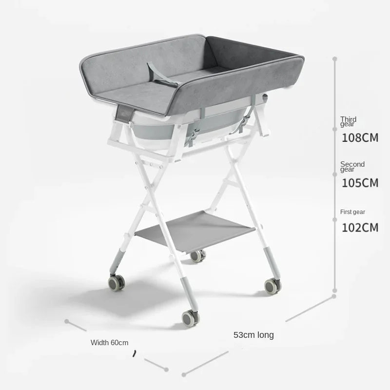 Foldable Baby Bath Tub with Stand — Height-Adjustable, Newborn to Toddler