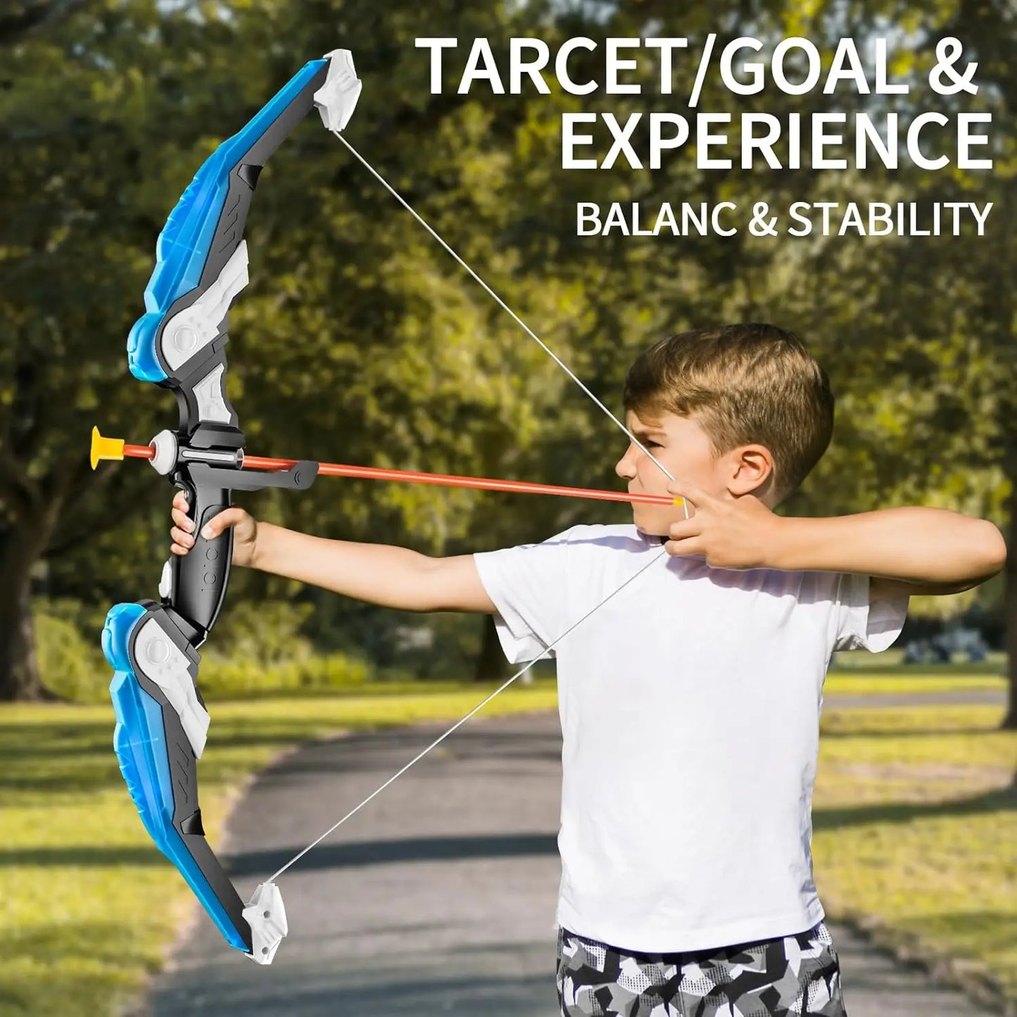 LED Light-Up Kids Archery Set — 10 Suction Arrows, Target & Quiver (Ages 4–12)