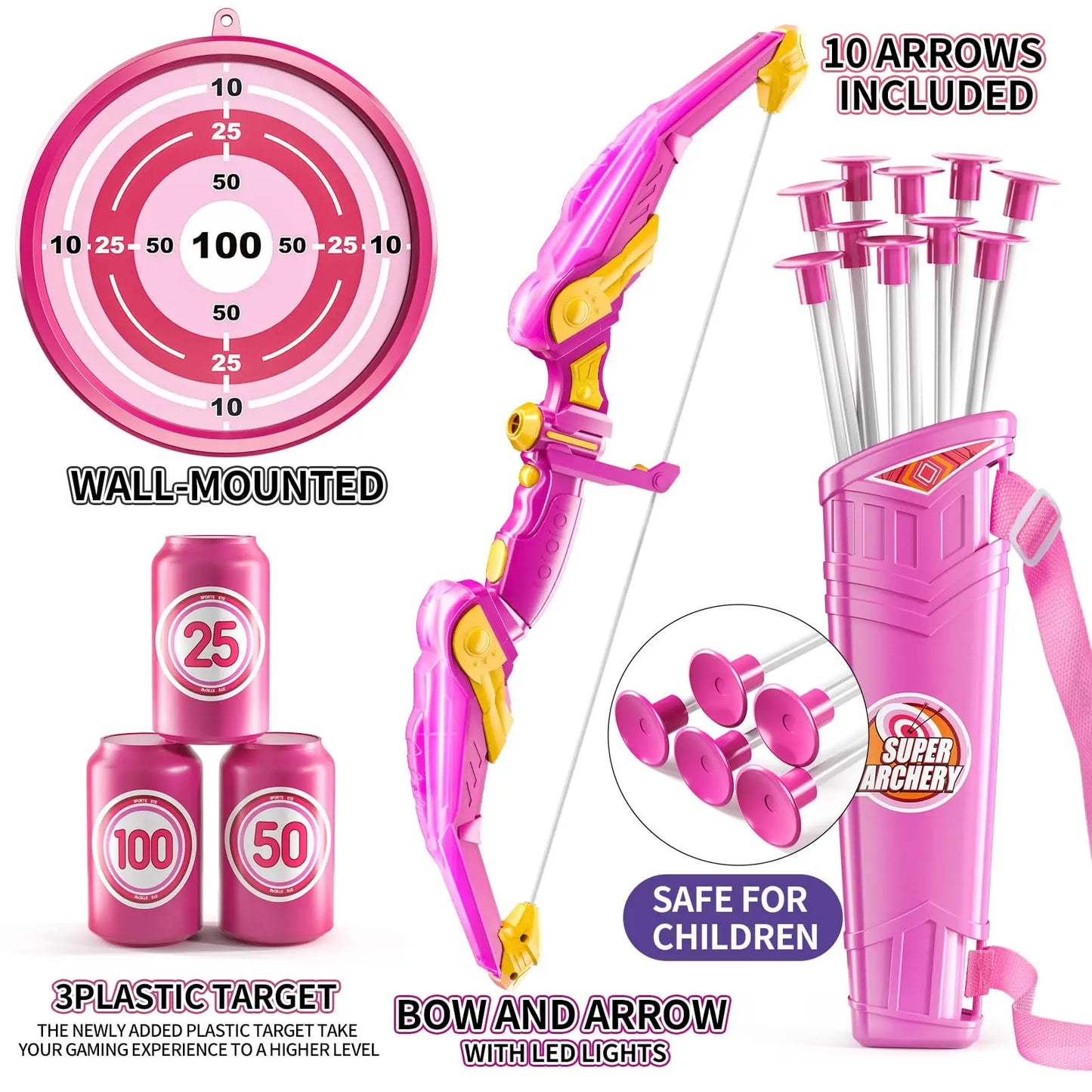 Kids Bow and Arrow Set — Safe Foam-Tip Archery Toy for Boys & Girls Ages 3+