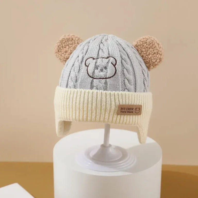 Bear Knit Baby Hat with Earflaps