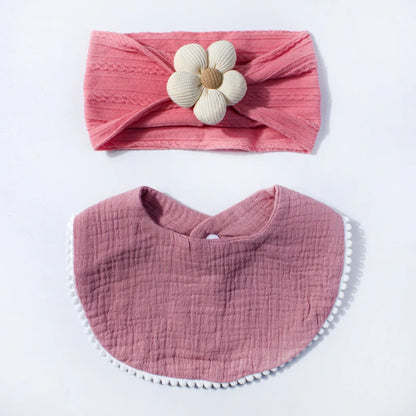 Flower Headband & Adjustable Bib Set