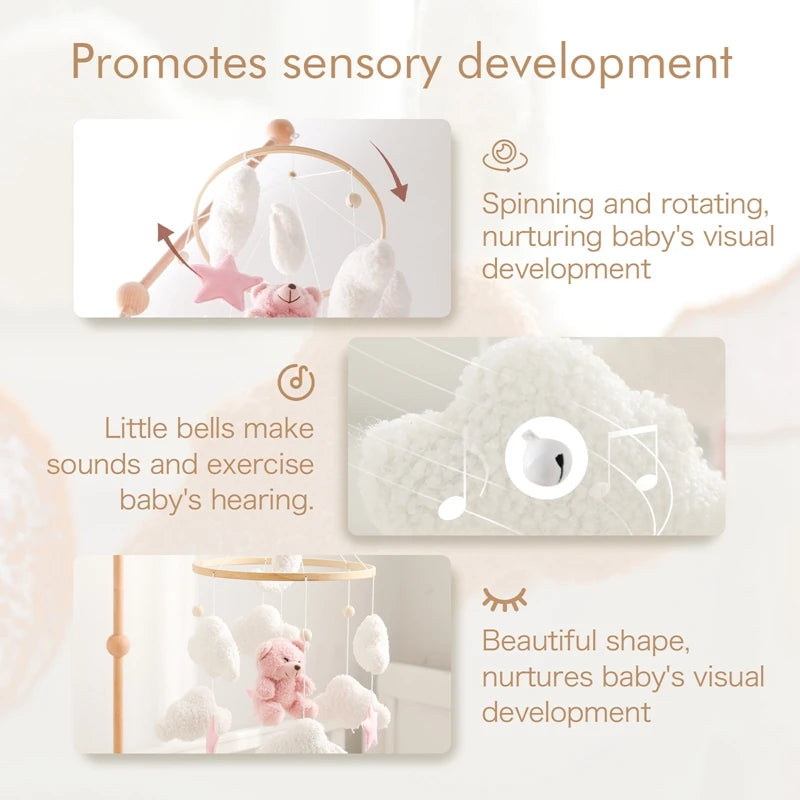 Crib Mobile Rattle Toy — Musical Baby Cot Mobile with Lights for Newborns