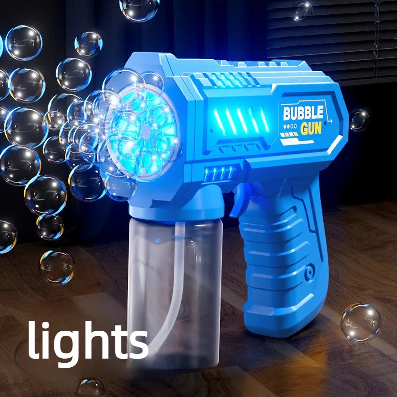 Automatic Bubble Machine Gun — 6-Hole, LED Lights (Ages 3+)