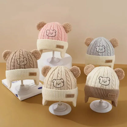 Bear Knit Baby Hat with Earflaps