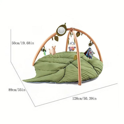 Leaf-Shaped Baby Play Gym Mat with Removable Arches & Pillow