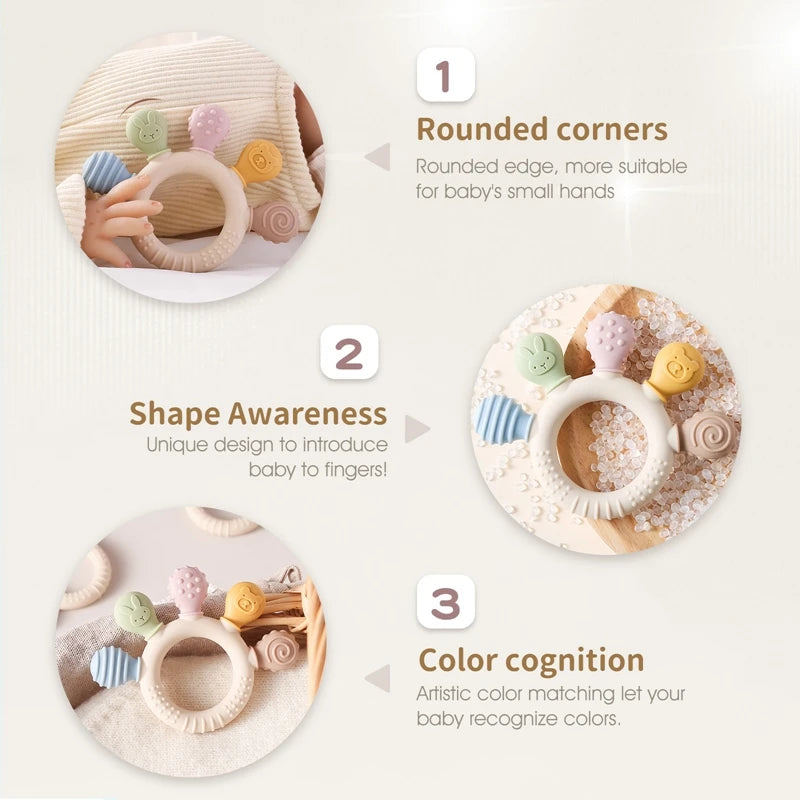 Silicone Teether Ring for 0-12 Months