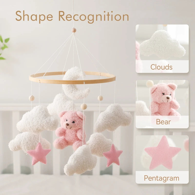 Crib Mobile Rattle Toy — Musical Baby Cot Mobile with Lights for Newborns