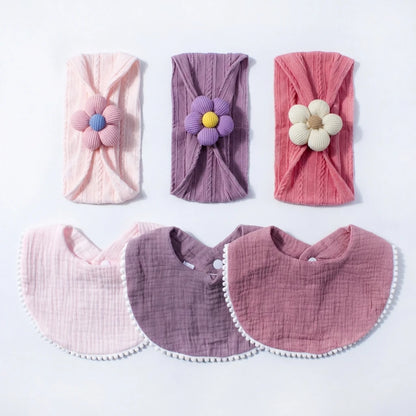 Flower Headband & Adjustable Bib Set
