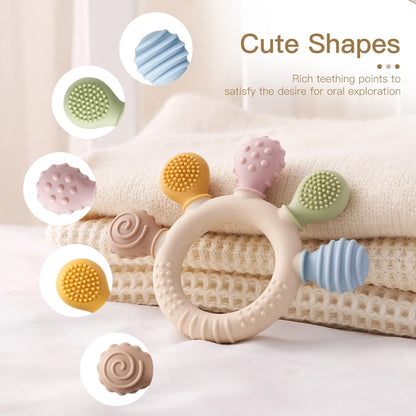 Silicone Teether Ring for 0-12 Months