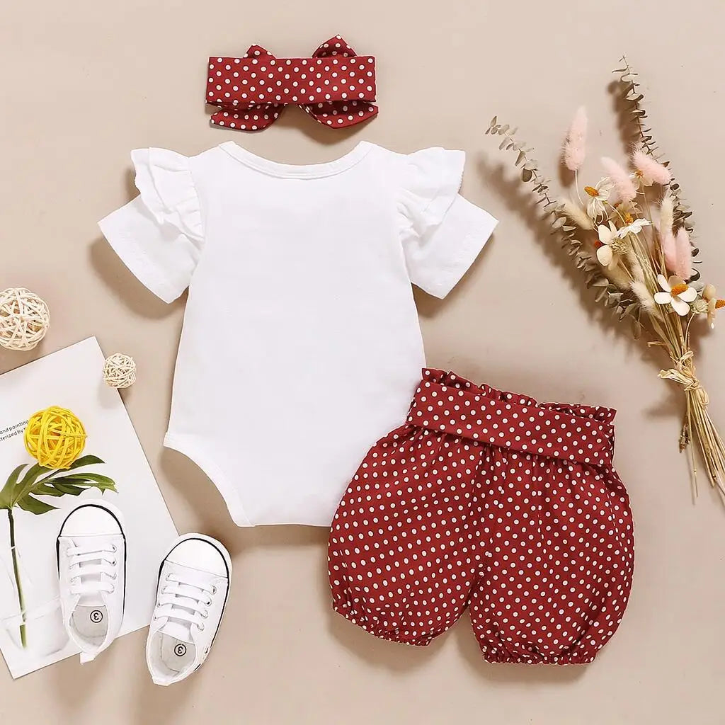 Newborn Baby Girls 3PCS Romper Set