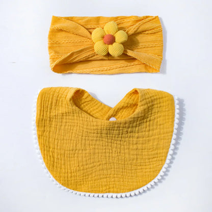 Flower Headband & Adjustable Bib Set