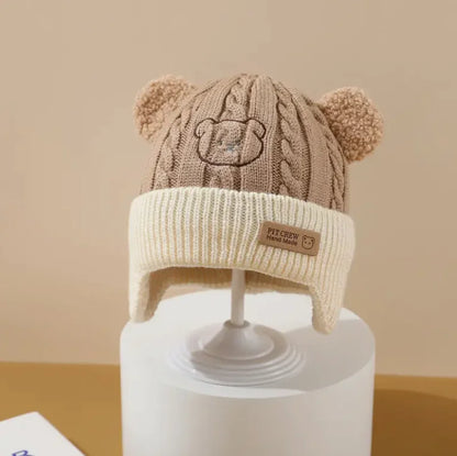 Bear Knit Baby Hat with Earflaps