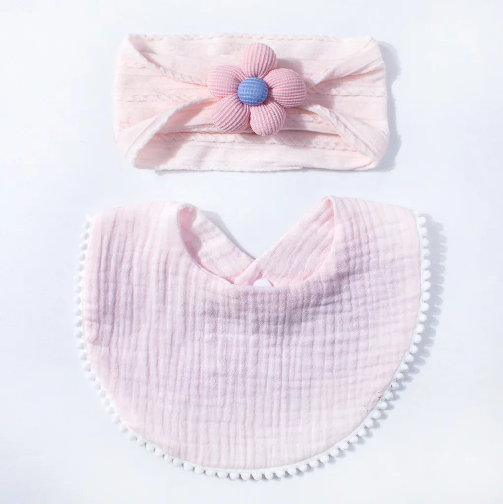 Flower Headband & Adjustable Bib Set