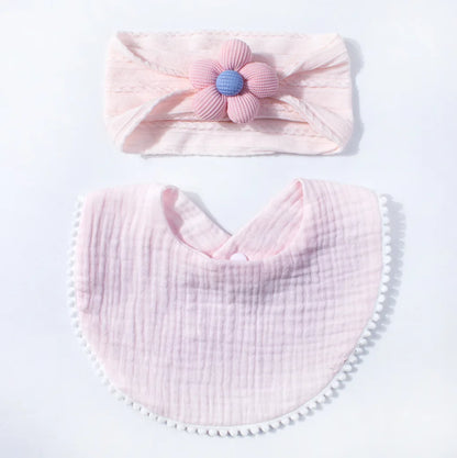 Flower Headband & Adjustable Bib Set