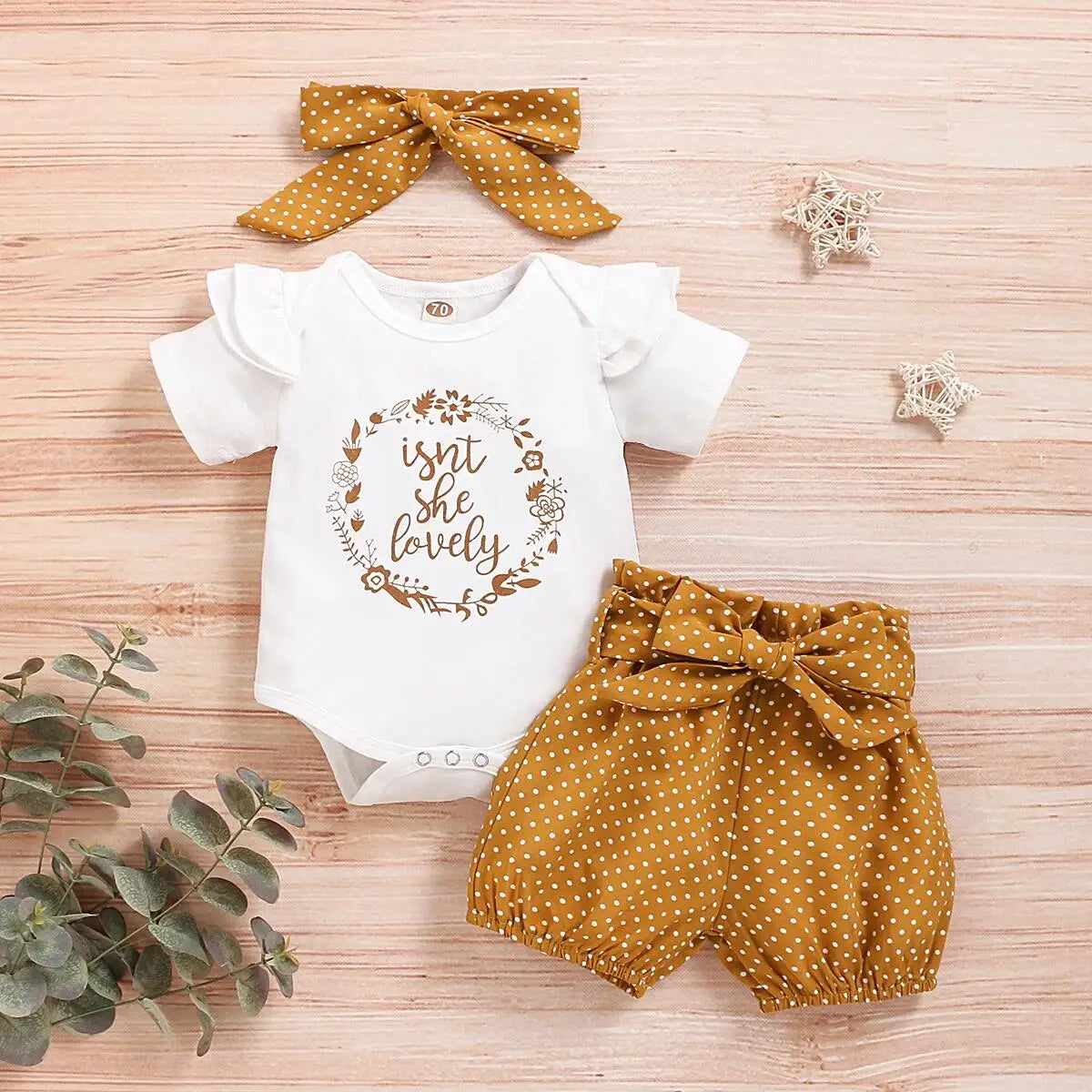 Newborn Baby Girls 3PCS Romper Set