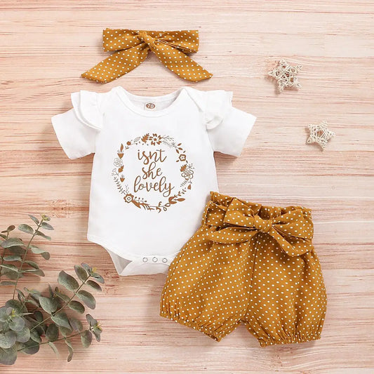 Newborn Baby Girls 3PCS Romper Set