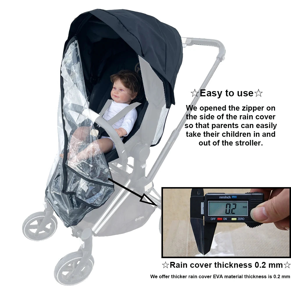Universal Stroller Rain Cover - Windproof Transparent EVA Shield