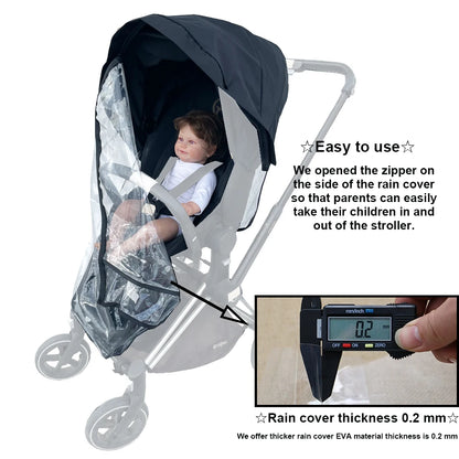 Universal Stroller Rain Cover - Windproof Transparent EVA Shield