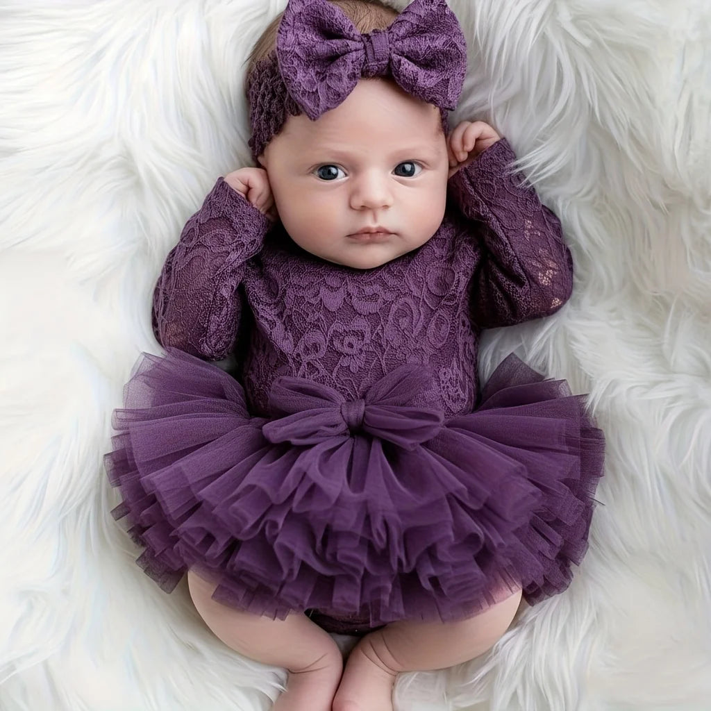 Newborn Lace Headband & Bodysuit Set