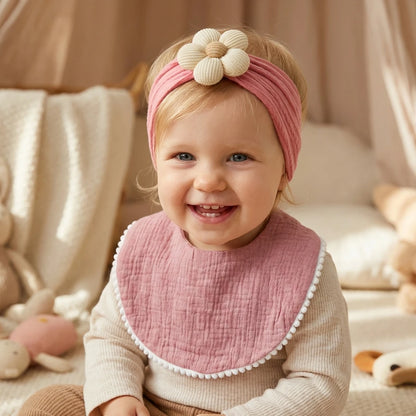 Flower Headband & Adjustable Bib Set
