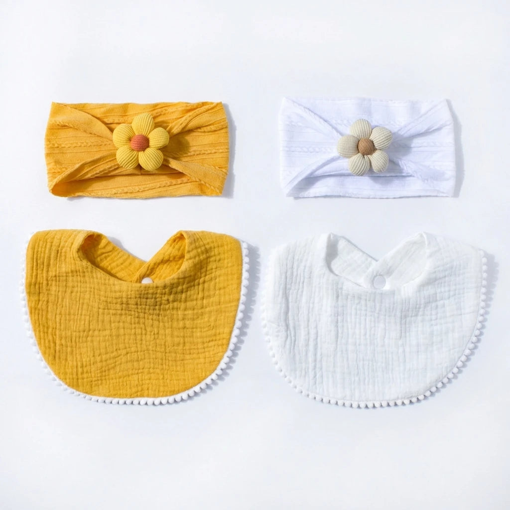 Flower Headband & Adjustable Bib Set
