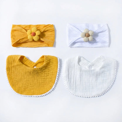 Flower Headband & Adjustable Bib Set