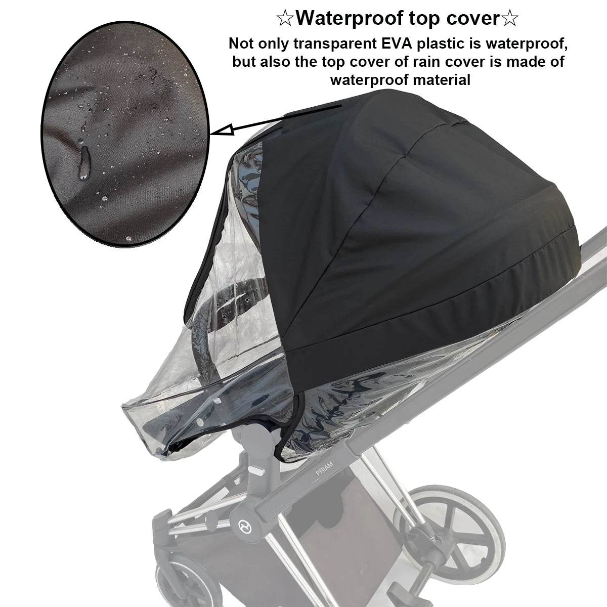 Universal Stroller Rain Cover - Windproof Transparent EVA Shield