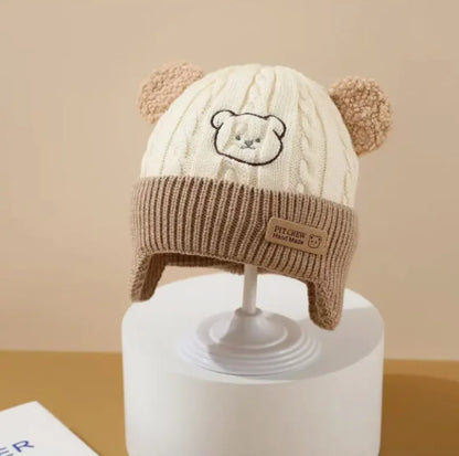 Bear Knit Baby Hat with Earflaps