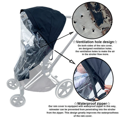Universal Stroller Rain Cover - Windproof Transparent EVA Shield