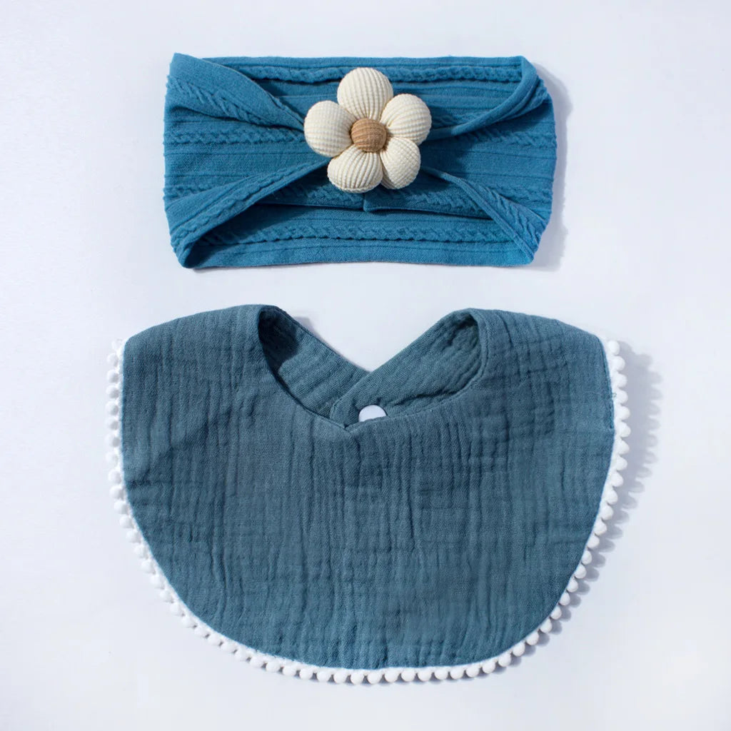 Flower Headband & Adjustable Bib Set