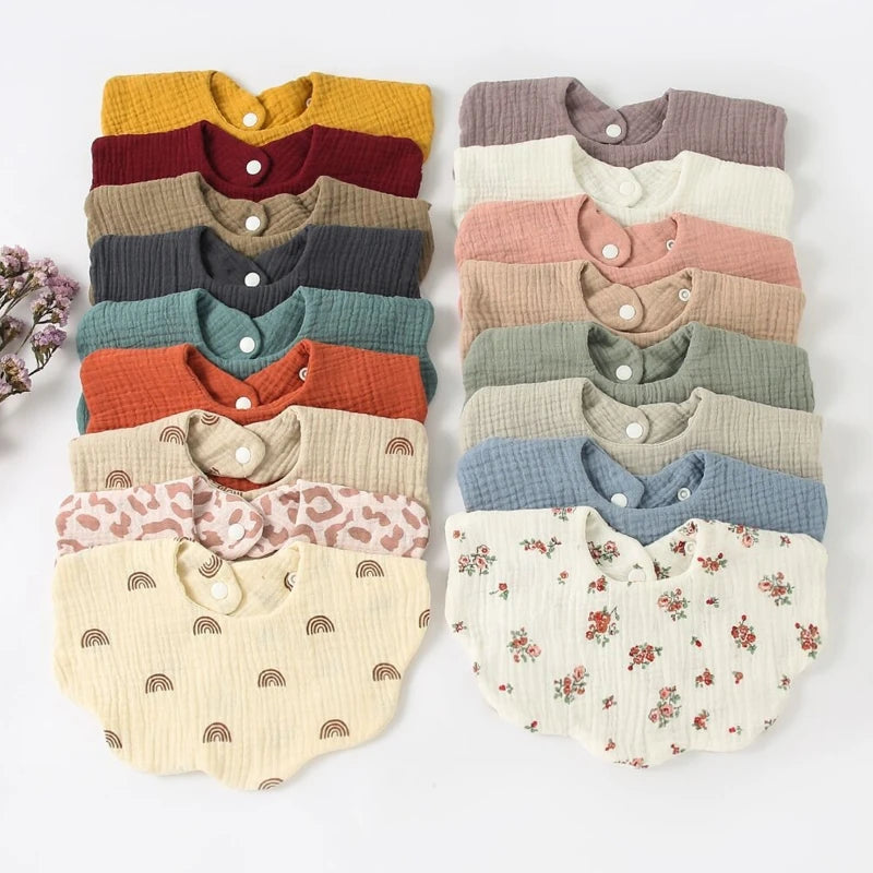 Cotton Baby Bandana Bib 5-Pack — Soft, Absorbent, Snap Closure