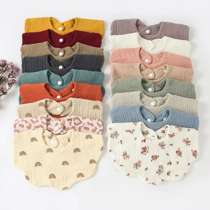 Cotton Baby Bandana Bib 5-Pack — Soft, Absorbent, Snap Closure