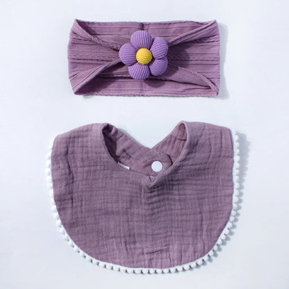 Flower Headband & Adjustable Bib Set