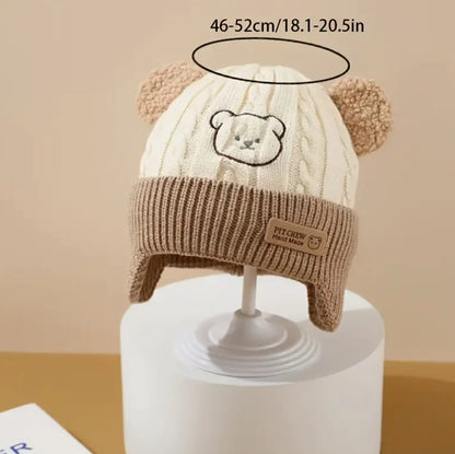 Bear Knit Baby Hat with Earflaps