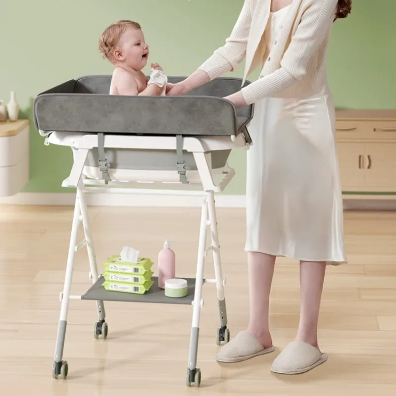 Foldable Baby Bath Tub with Stand — Height-Adjustable, Newborn to Toddler