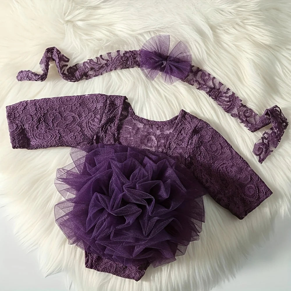 Newborn Lace Headband & Bodysuit Set