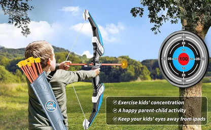 LED Light-Up Kids Archery Set — 10 Suction Arrows, Target & Quiver (Ages 4–12)