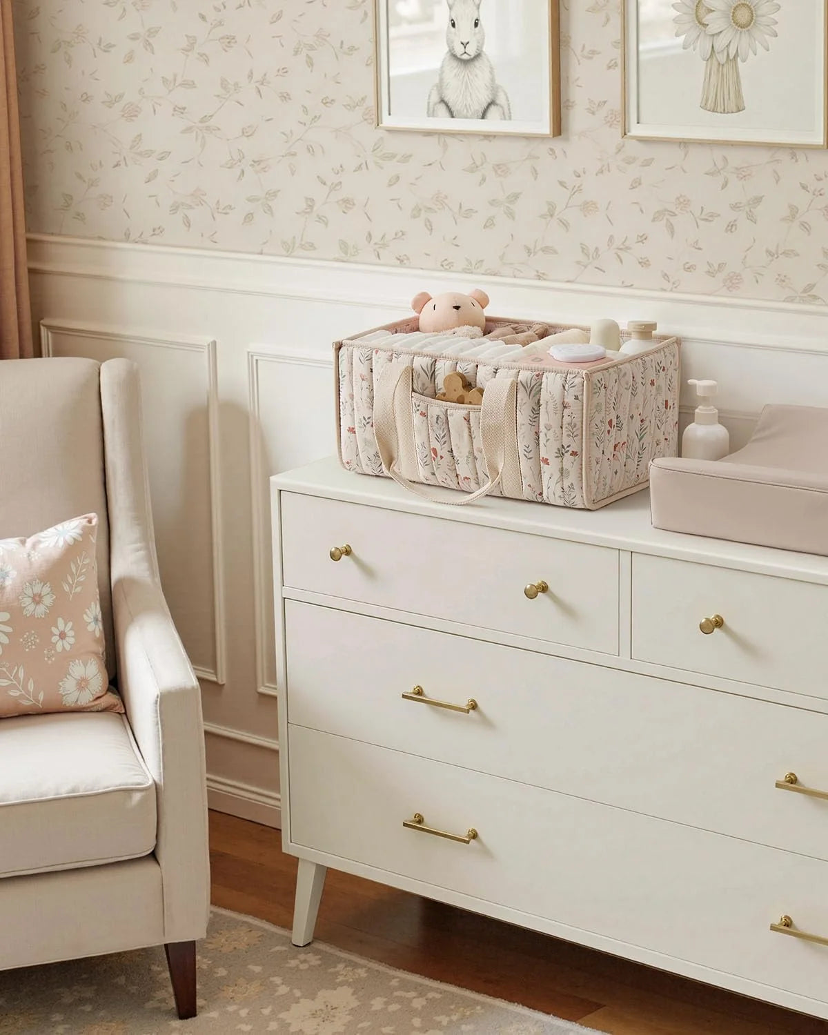Floral Diaper Caddy Organizer