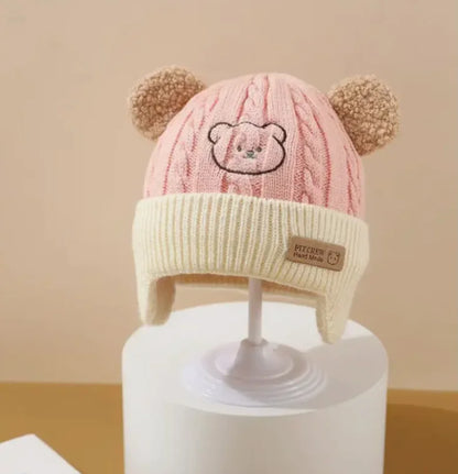 Bear Knit Baby Hat with Earflaps