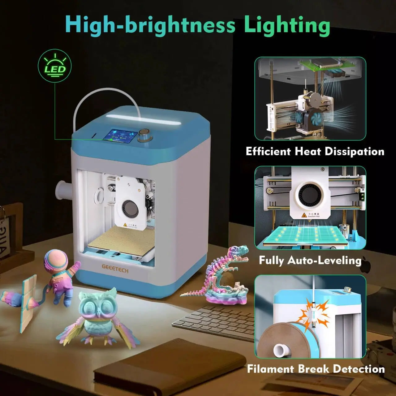 Geeetech M1S Kids 3D Printer — WiFi + Auto-Leveling, Ready Out of the Box